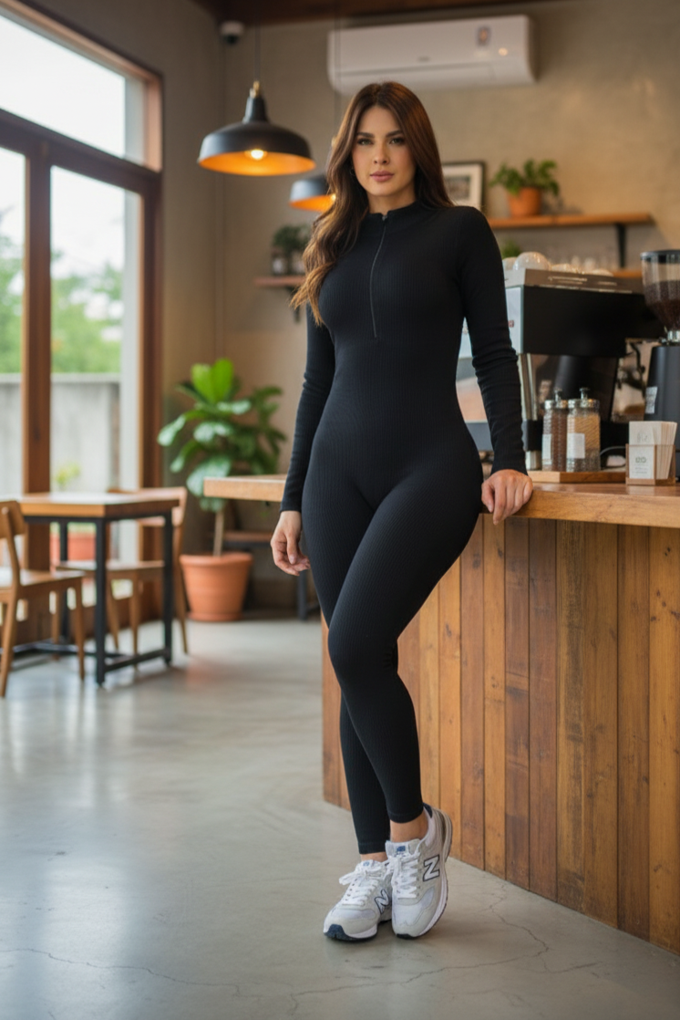 Seamless long-sleeved jumpsuit