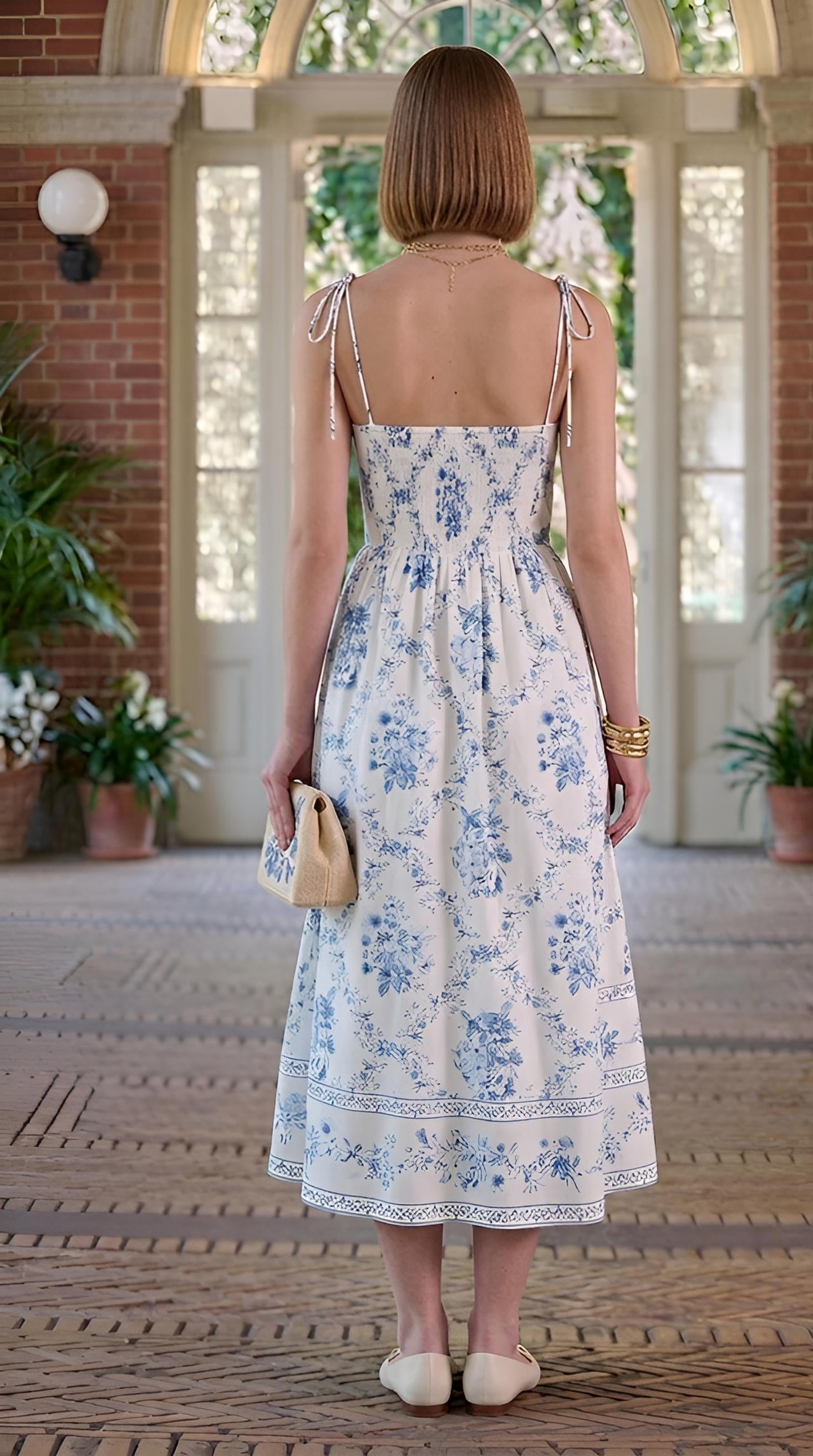 Vestido Midi en Popelina Floral