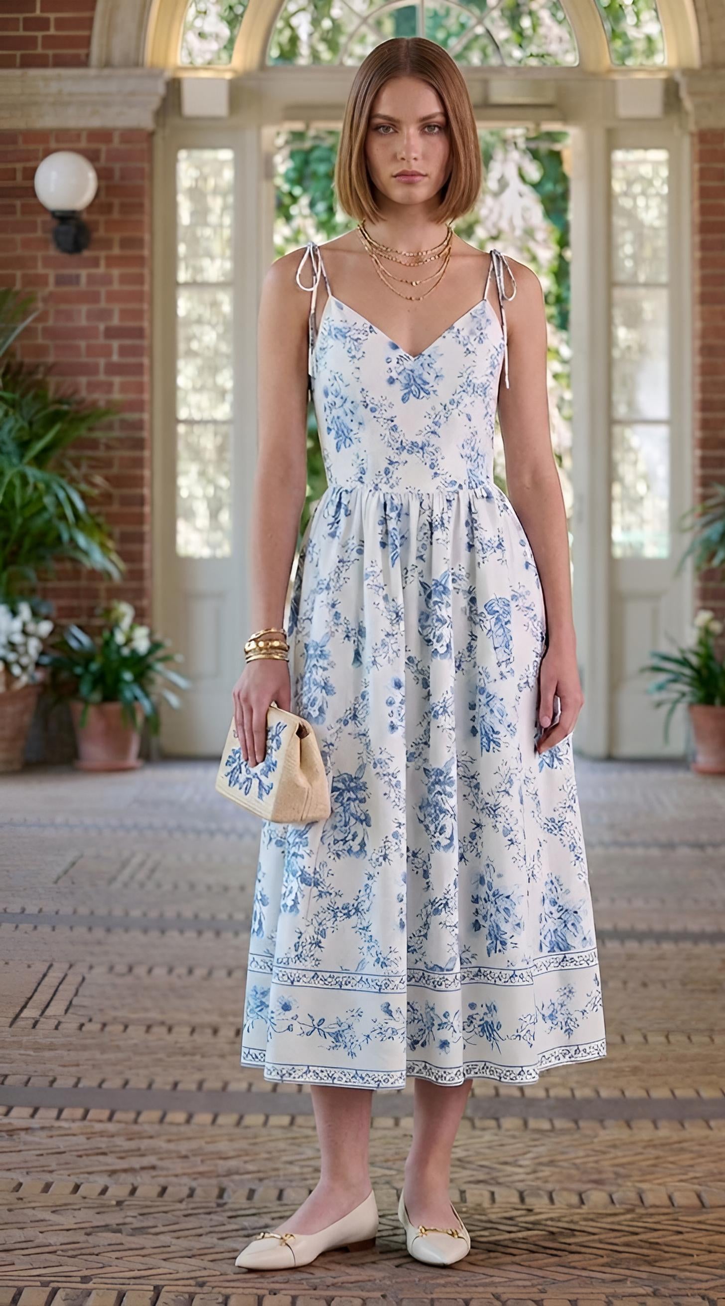 Vestido Midi en Popelina Floral